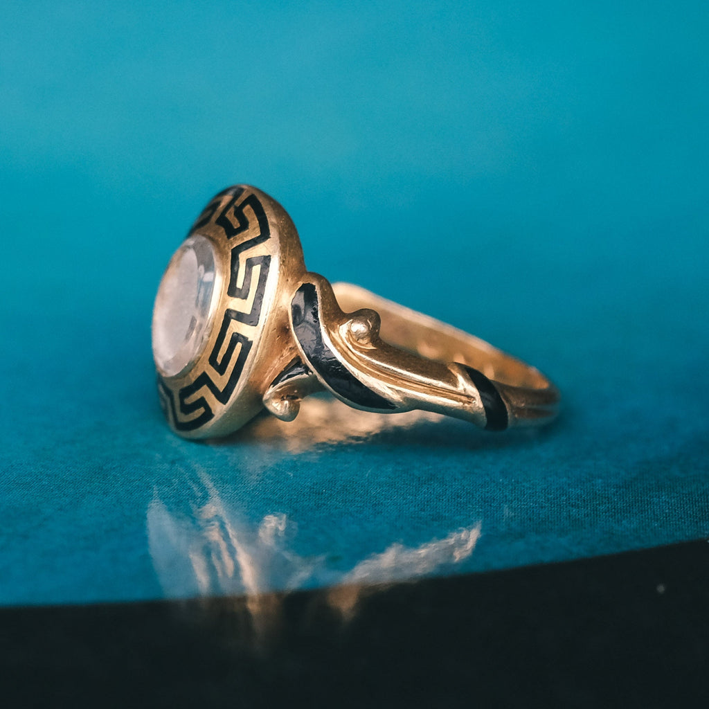 Victorian Greek Key Mourning Ring - Lost Owl Jewelry