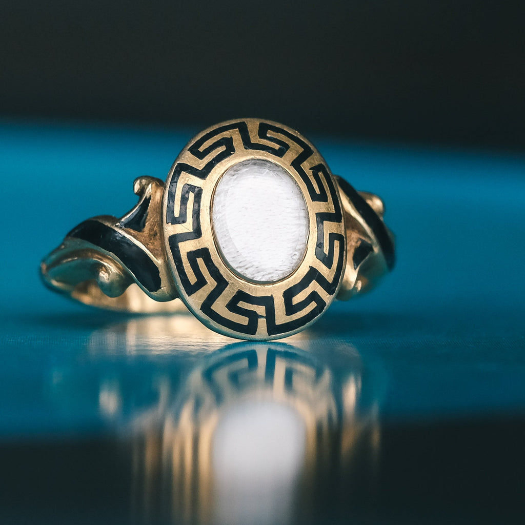 Victorian Greek Key Mourning Ring - Lost Owl Jewelry