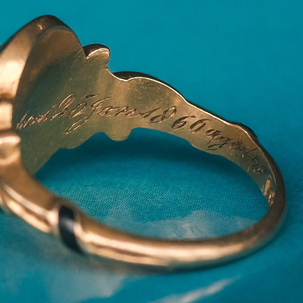 Victorian Greek Key Mourning Ring - Lost Owl Jewelry