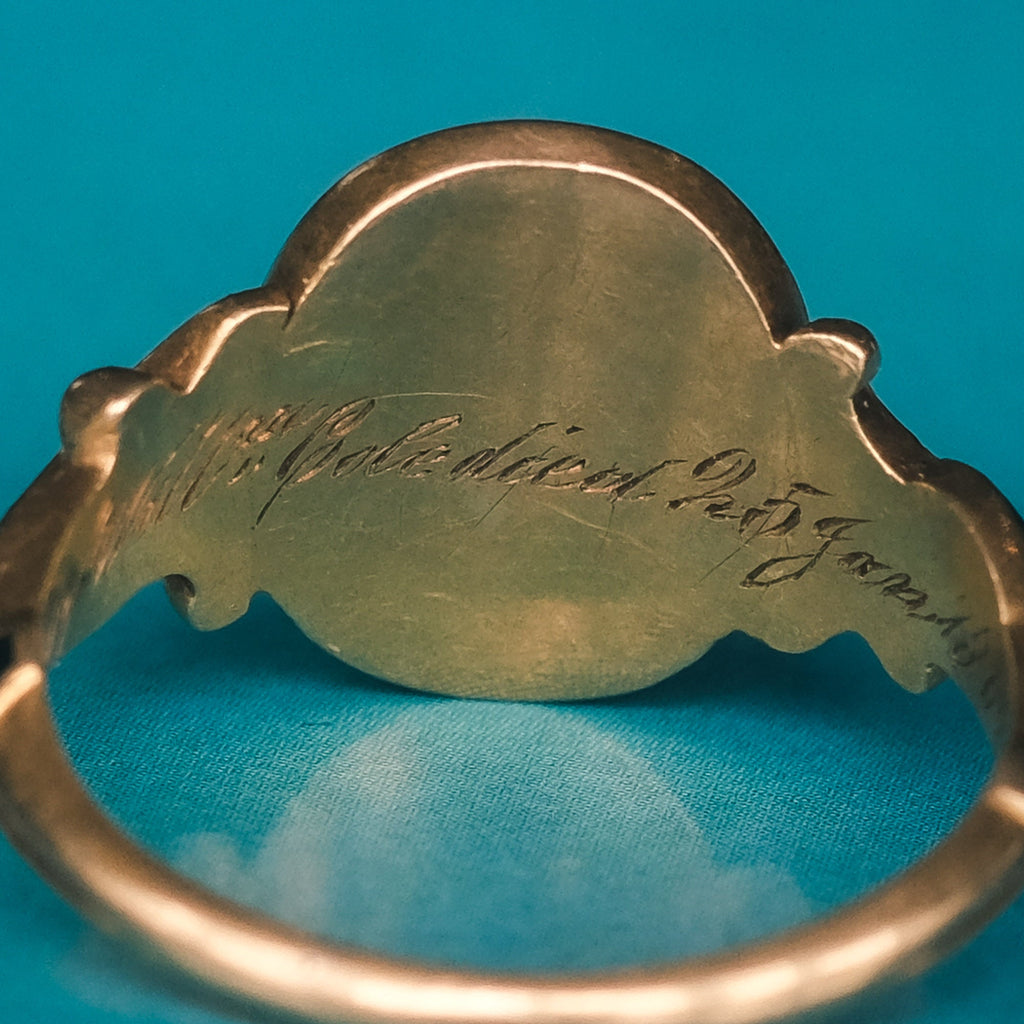 Victorian Greek Key Mourning Ring - Lost Owl Jewelry