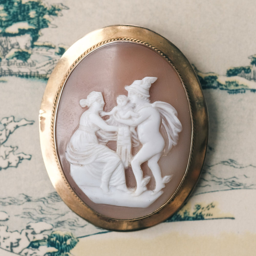 Victorian Hermes & Dionysus Cameo Brooch - Lost Owl Jewelry