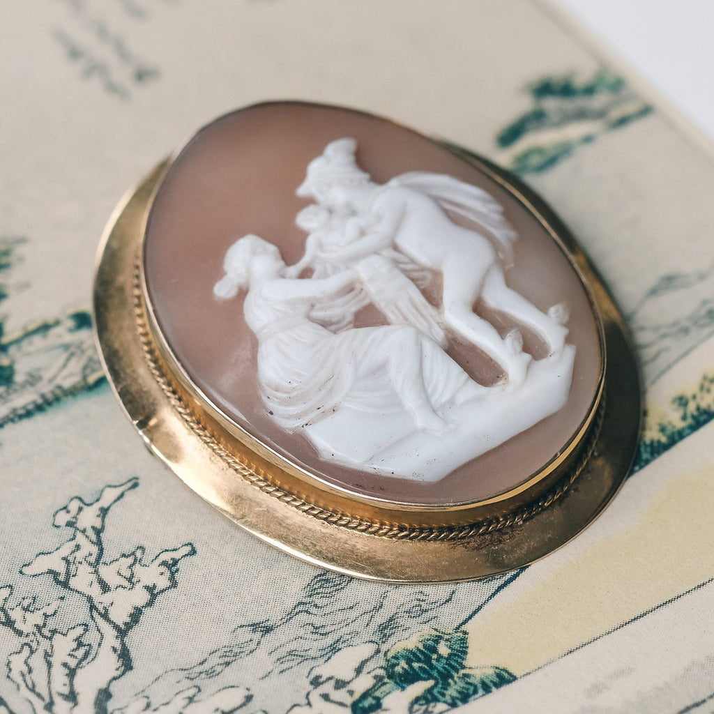 Victorian Hermes & Dionysus Cameo Brooch - Lost Owl Jewelry