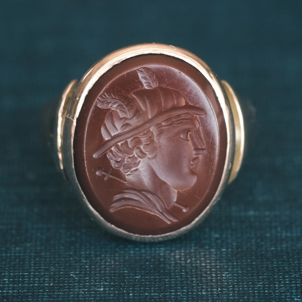 Victorian Hermes Intaglio Ring - Lost Owl Jewelry