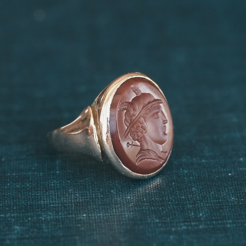 Victorian Hermes Intaglio Ring - Lost Owl Jewelry