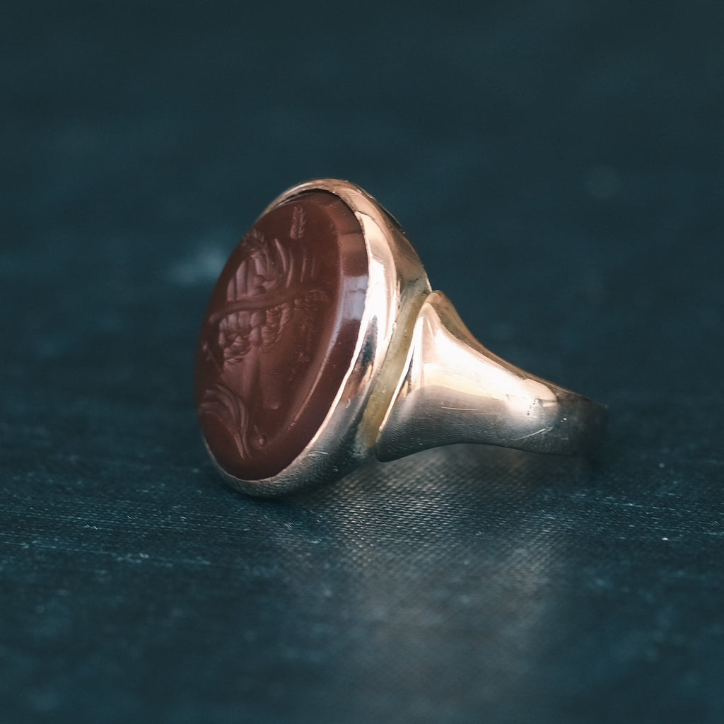 Victorian Hermes Intaglio Ring - Lost Owl Jewelry