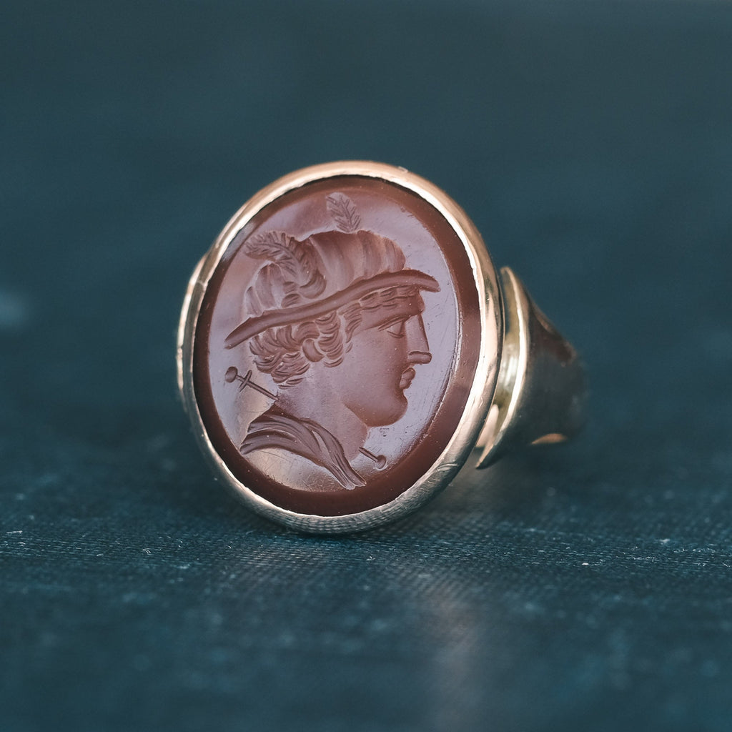 Victorian Hermes Intaglio Ring - Lost Owl Jewelry
