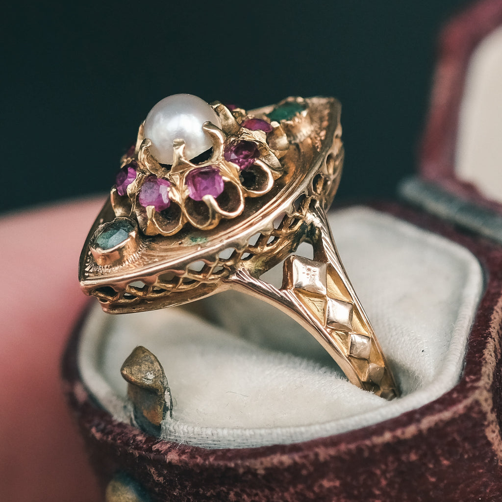 Victorian Marquise Cluster Ring - Lost Owl Jewelry