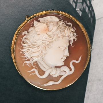 Victorian Medusa Cameo Brooch - Lost Owl Jewelry