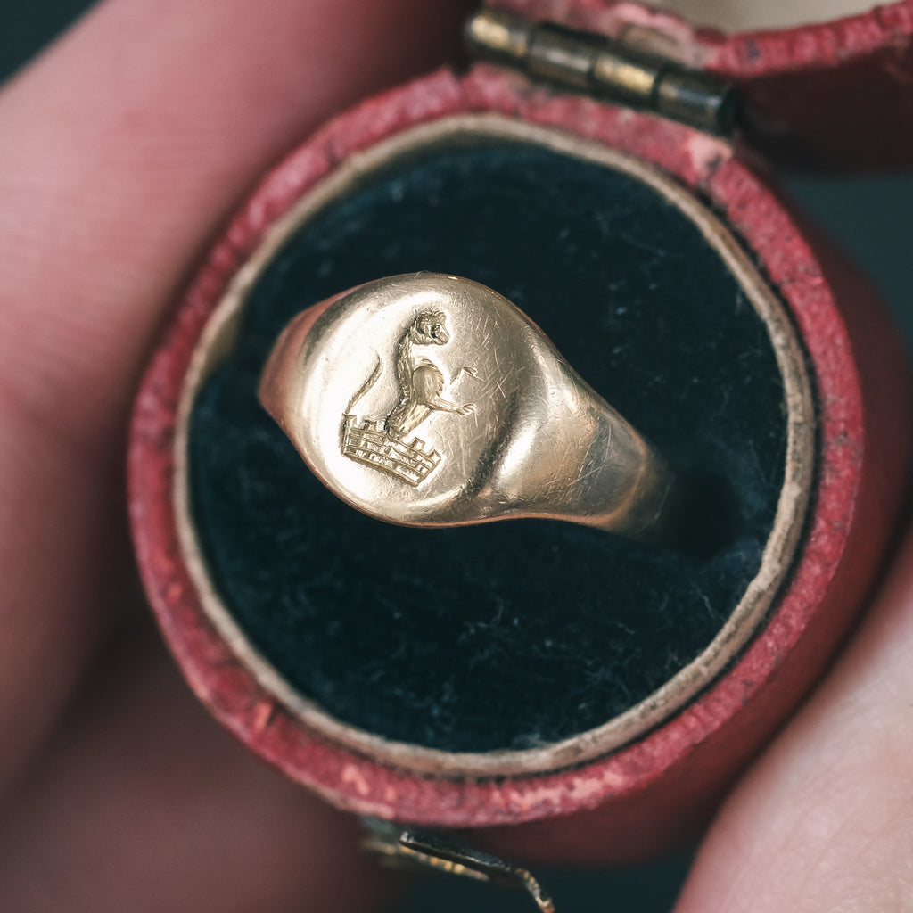 Victorian Monkey Intaglio Signet Ring - Lost Owl Jewelry