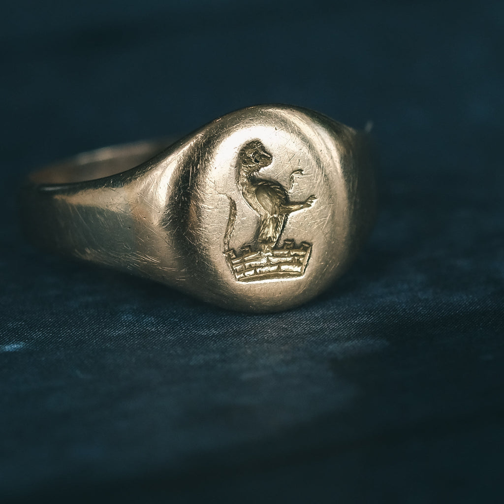 Victorian Monkey Intaglio Signet Ring - Lost Owl Jewelry