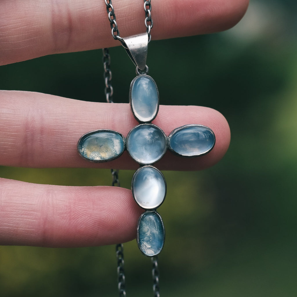 Victorian Moonstone Cross - Lost Owl Jewelry