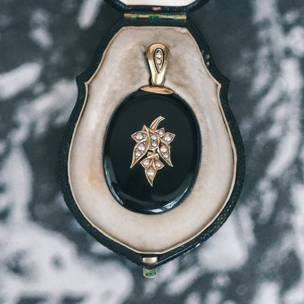 Victorian Onyx Mourning Locket - Lost Owl Jewelry