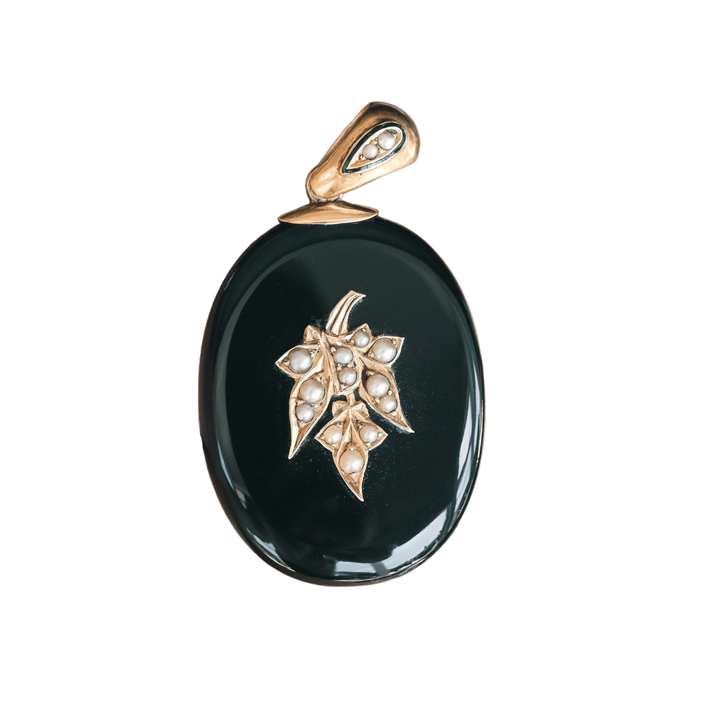Victorian Onyx Mourning Locket - Lost Owl Jewelry