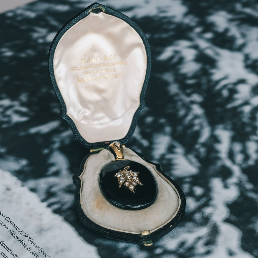 Victorian Onyx Mourning Locket - Lost Owl Jewelry