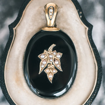 Victorian Onyx Mourning Locket - Lost Owl Jewelry