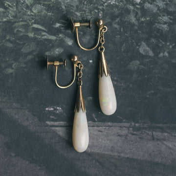 Victorian Opal Torpedo Earrings - Lost Owl Jewelry