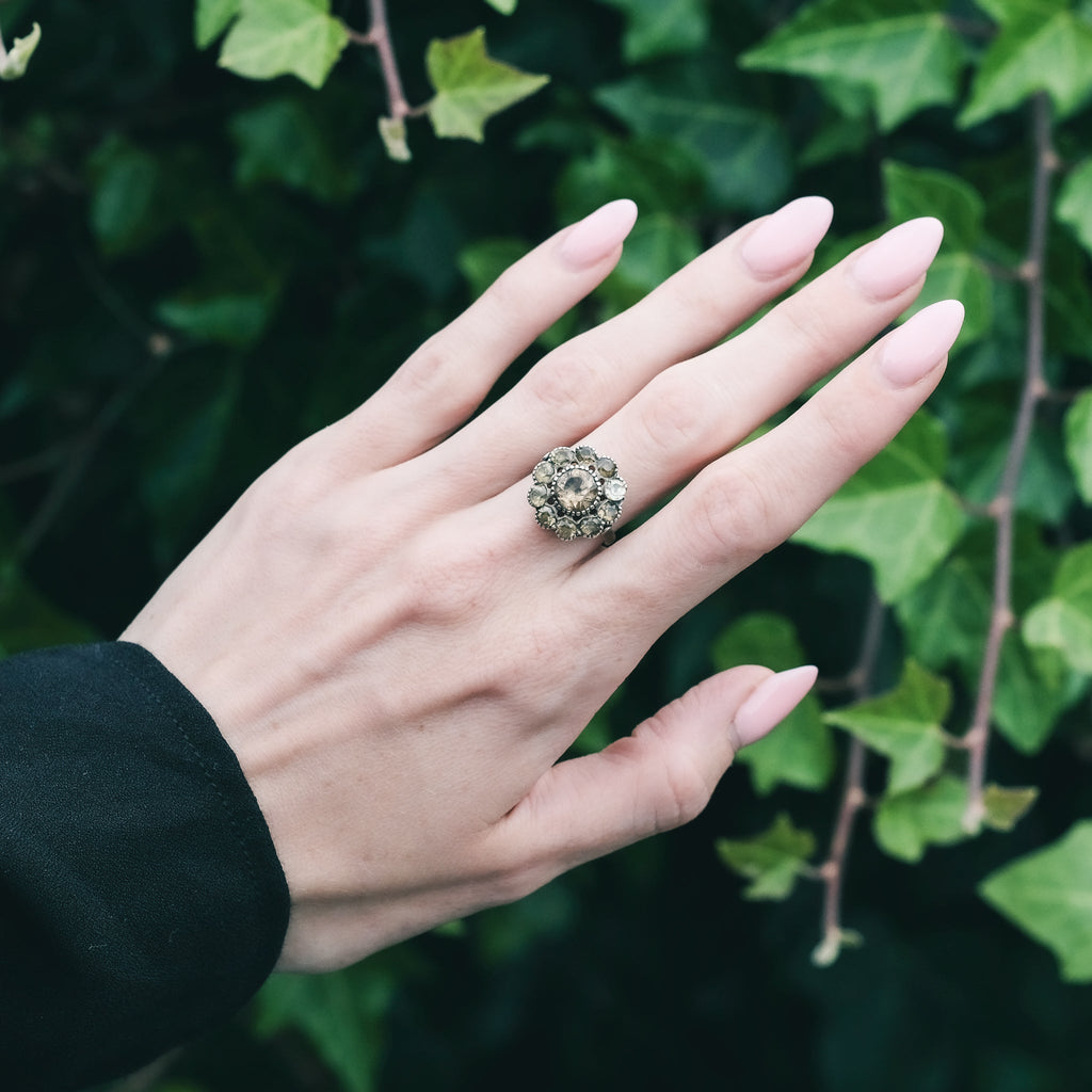 Victorian Paste Flower Ring - Lost Owl Jewelry