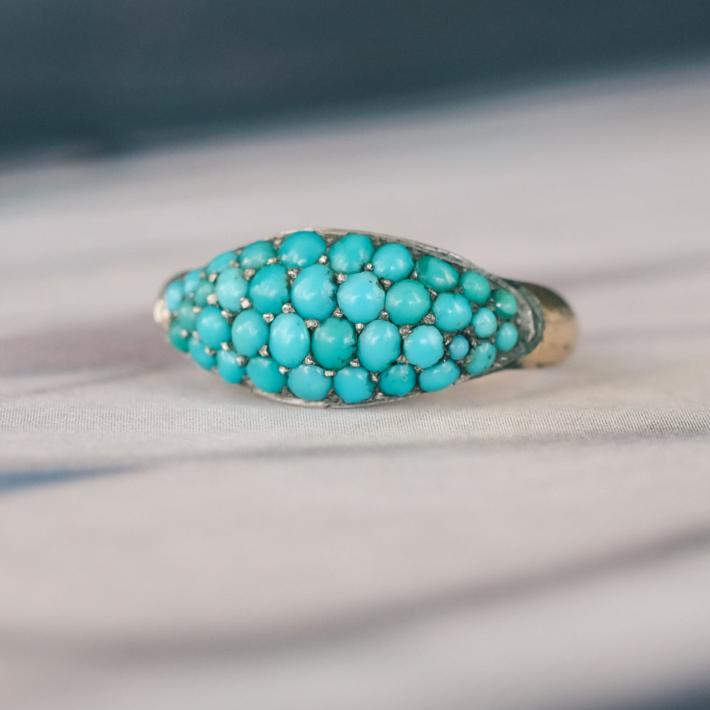 Victorian Pavé Turquoise Ring - Lost Owl Jewelry