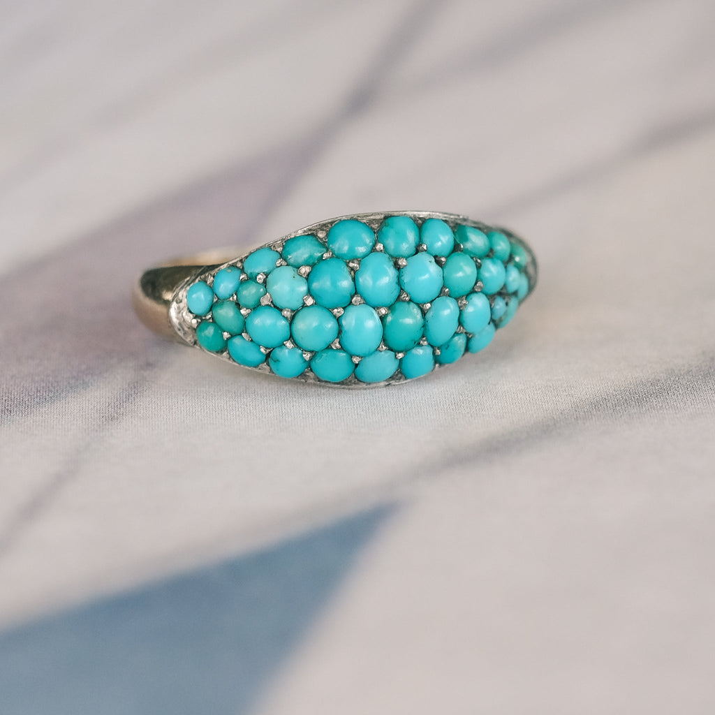 Victorian Pavé Turquoise Ring - Lost Owl Jewelry