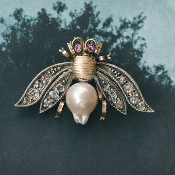 Victorian Pearl Bee Brooch - Lost Owl Jewelry