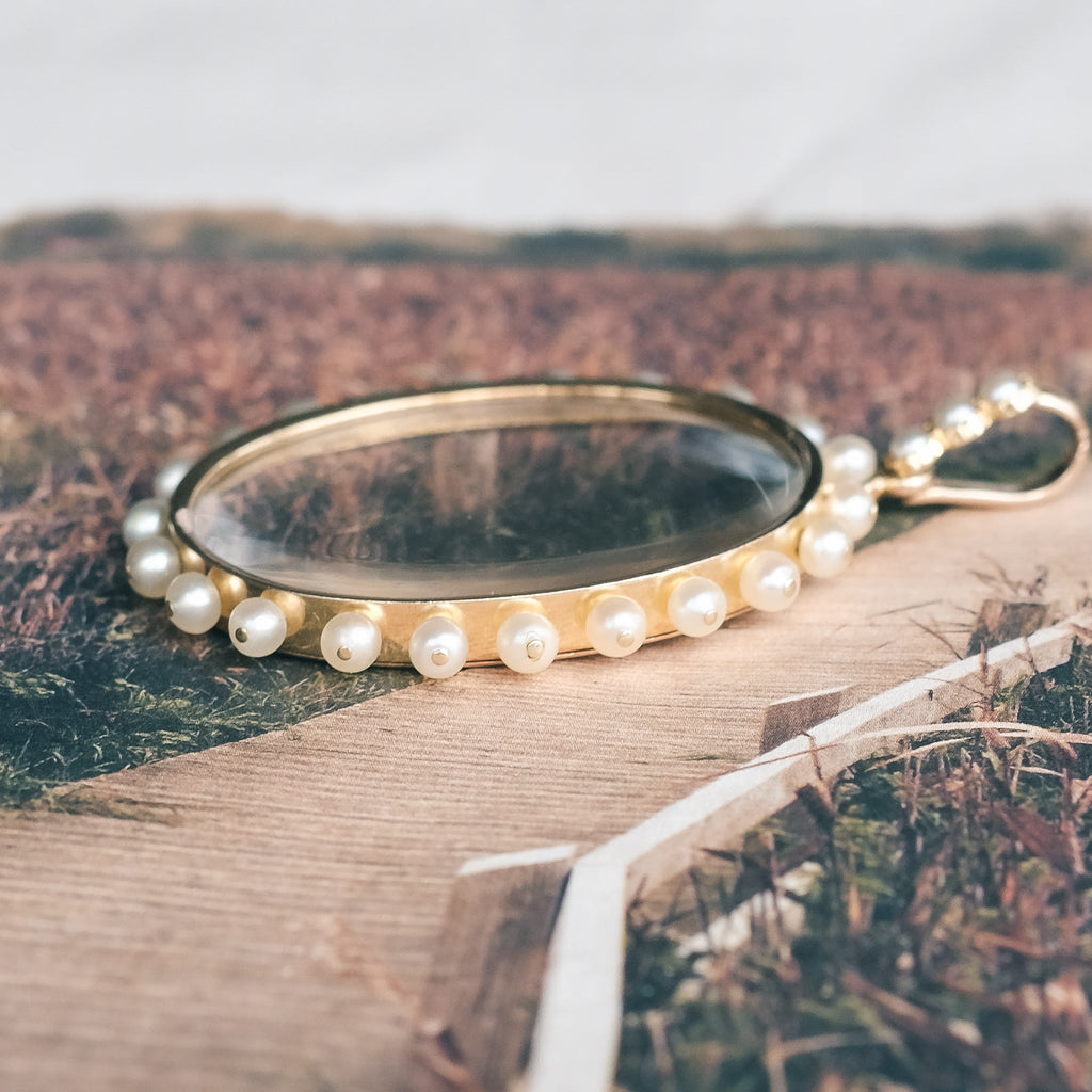 Victorian Pearl Border Locket - Lost Owl Jewelry