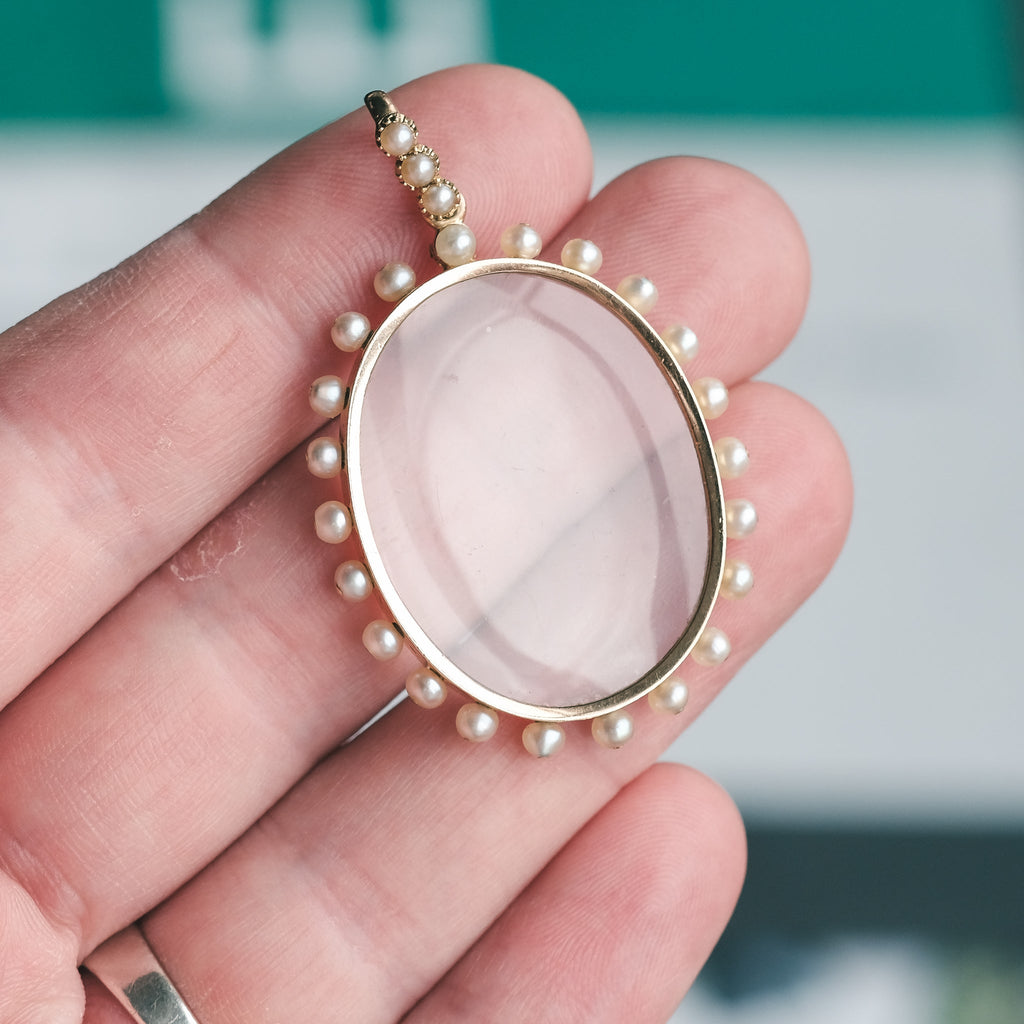Victorian Pearl Border Locket - Lost Owl Jewelry