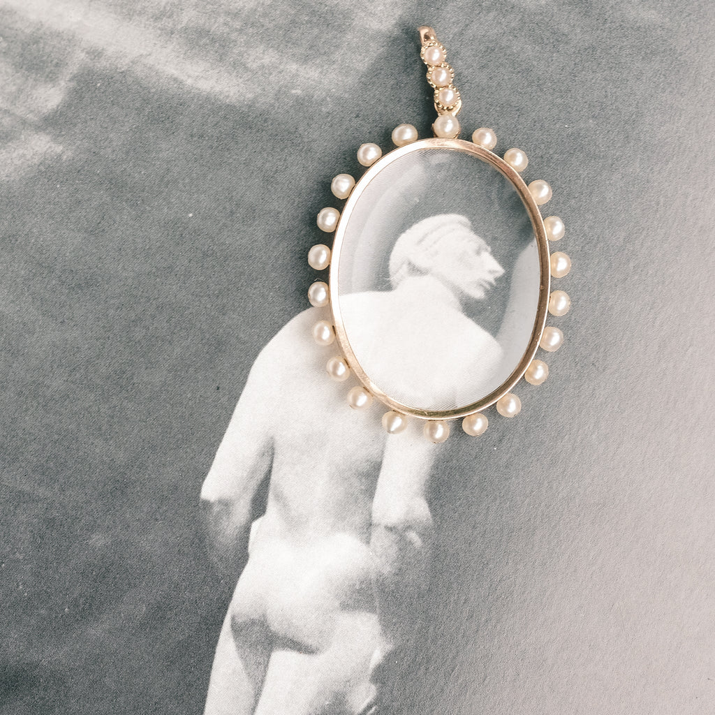 Victorian Pearl Border Locket - Lost Owl Jewelry