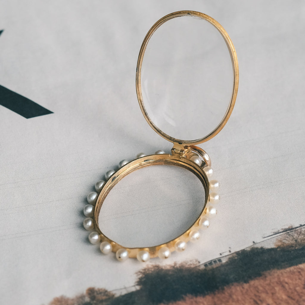 Victorian Pearl Border Locket - Lost Owl Jewelry