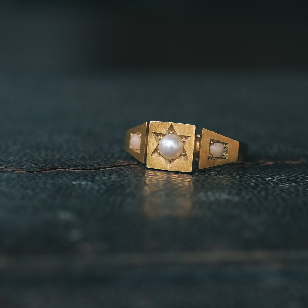 Victorian Pearl & Coral Ring by Carlo Giuliano - Lost Owl Jewelry