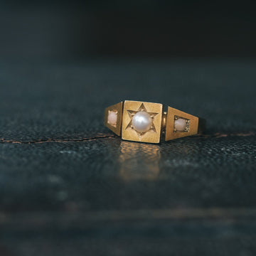 Victorian Pearl & Coral Ring by Carlo Giuliano - Lost Owl Jewelry