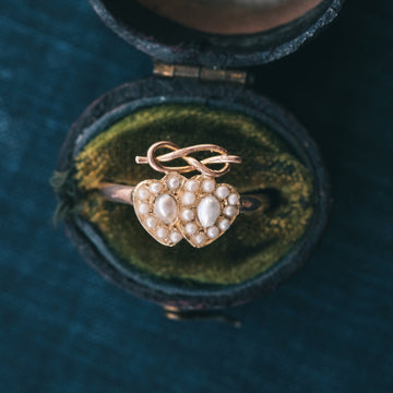 Victorian Pearl Double Heart Ring - Lost Owl Jewelry