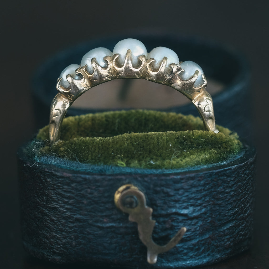 Victorian Pearl Half - Hoop Ring - Lost Owl Jewelry