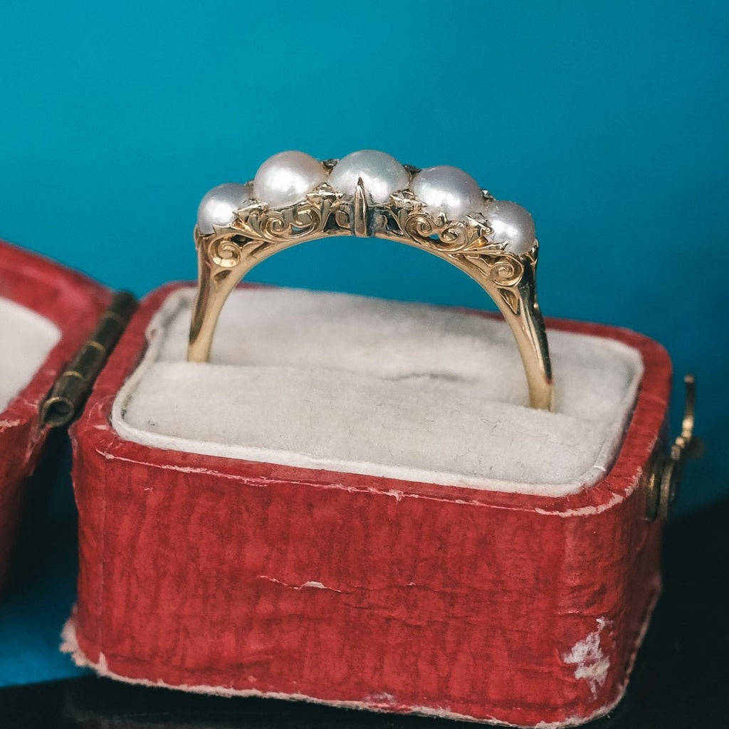 Victorian Pearl Half - Hoop Ring - Lost Owl Jewelry