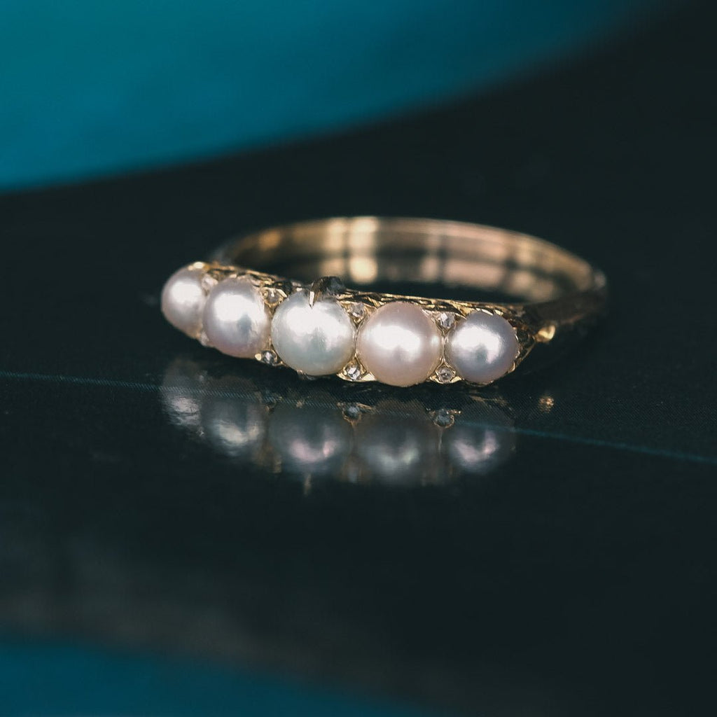 Victorian Pearl Half - Hoop Ring - Lost Owl Jewelry