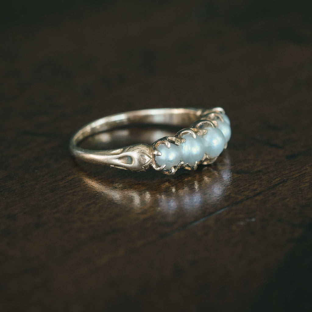 Victorian Pearl Half - Hoop Ring - Lost Owl Jewelry