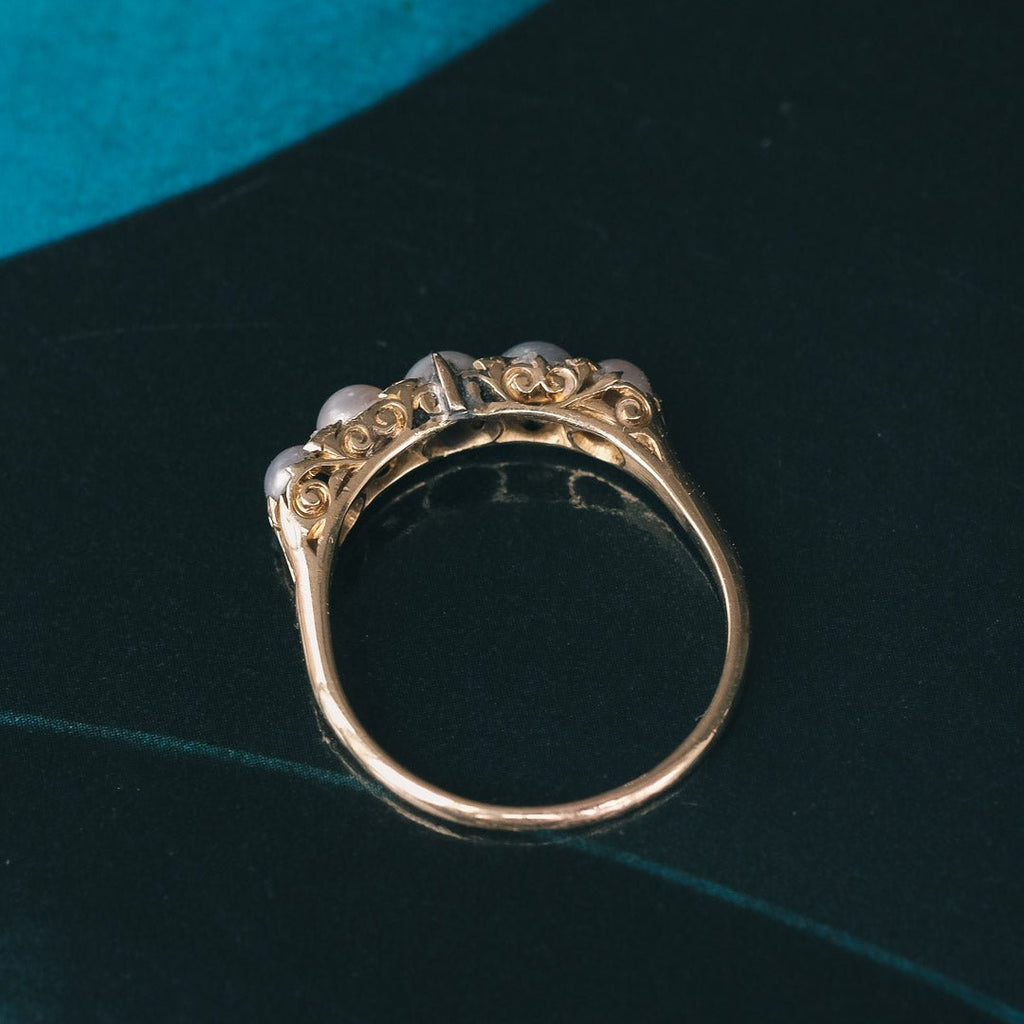 Victorian Pearl Half - Hoop Ring - Lost Owl Jewelry