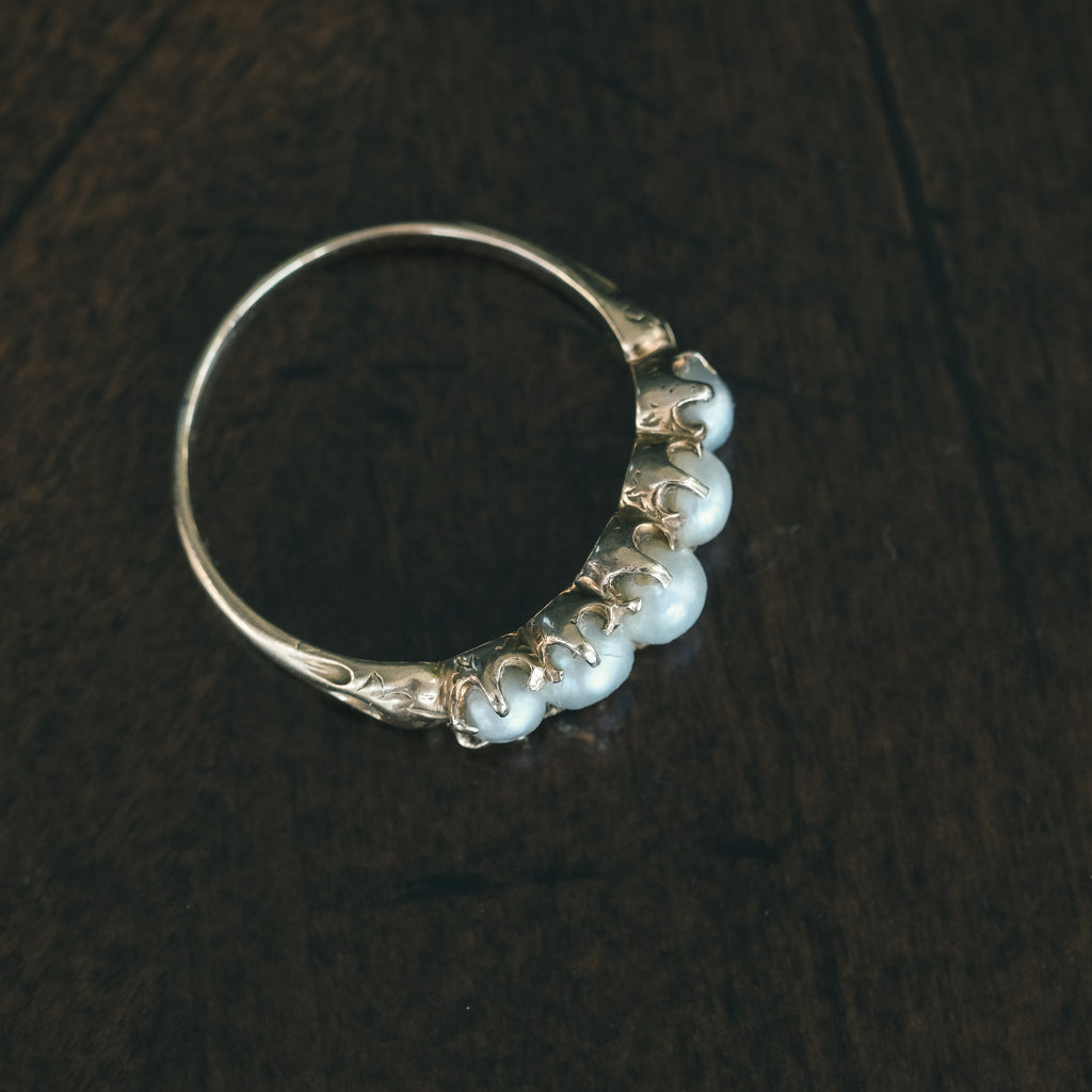 Victorian Pearl Half - Hoop Ring - Lost Owl Jewelry