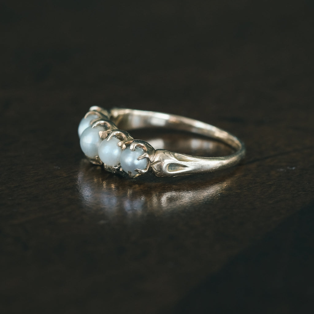 Victorian Pearl Half - Hoop Ring - Lost Owl Jewelry