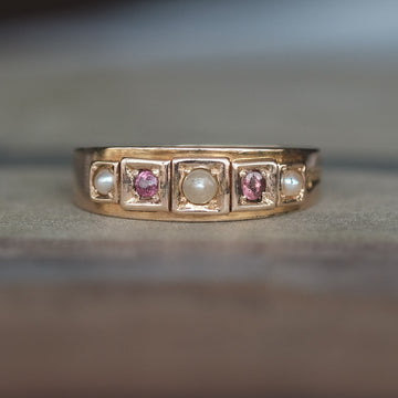 Victorian Pearl & Ruby Band - Lost Owl Jewelry