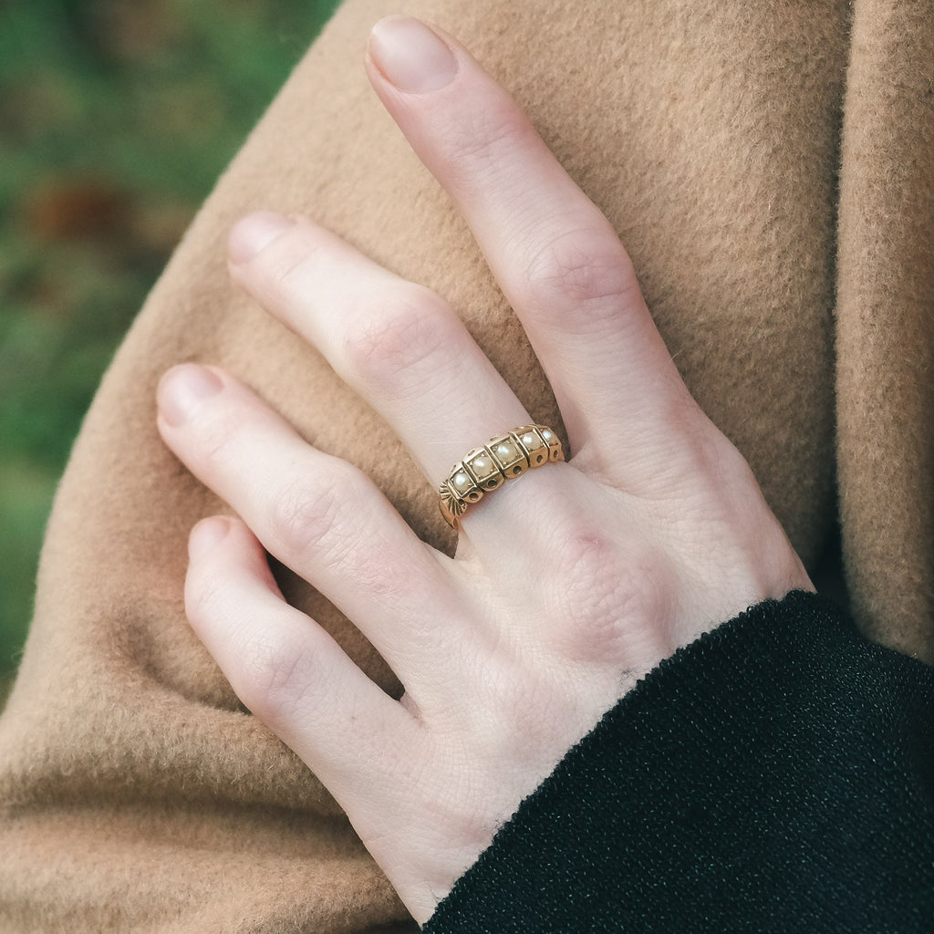 Victorian Pearl & Shell Half - Hoop - Lost Owl Jewelry