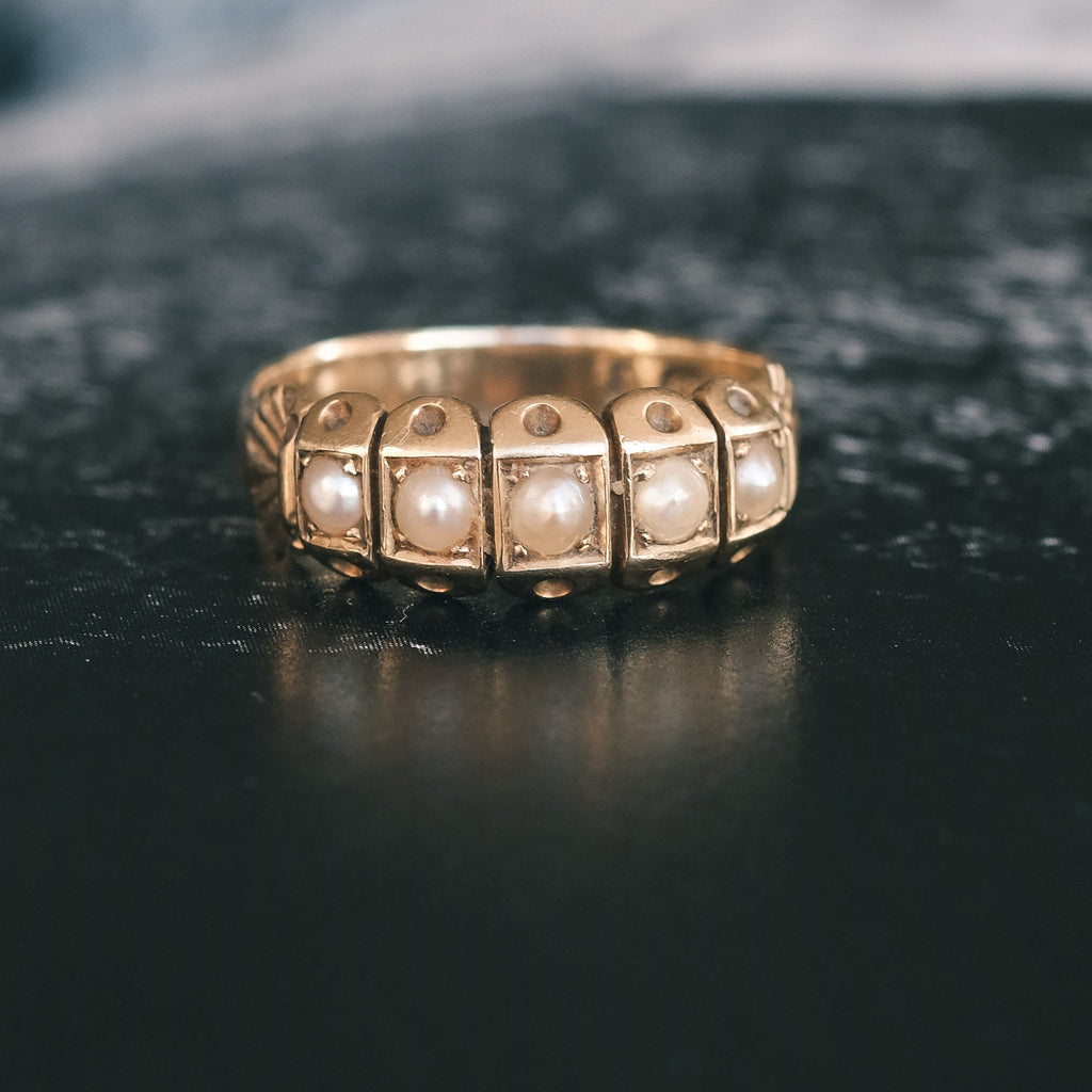 Victorian Pearl & Shell Half - Hoop - Lost Owl Jewelry