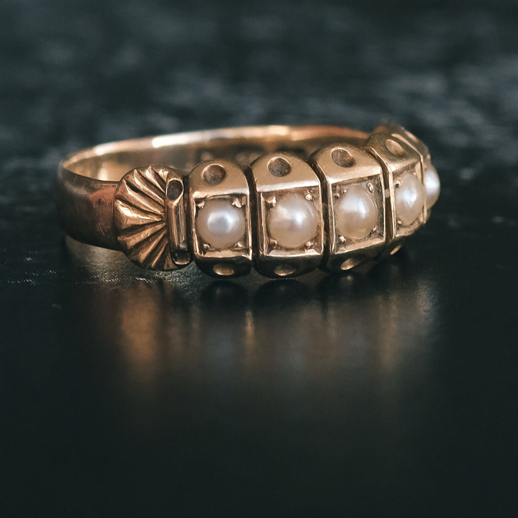 Victorian Pearl & Shell Half - Hoop - Lost Owl Jewelry