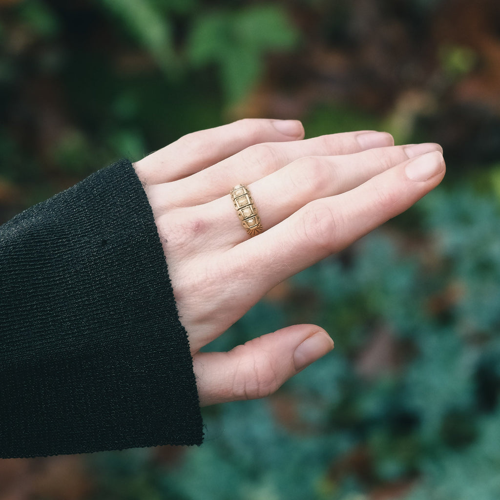 Victorian Pearl & Shell Half - Hoop - Lost Owl Jewelry