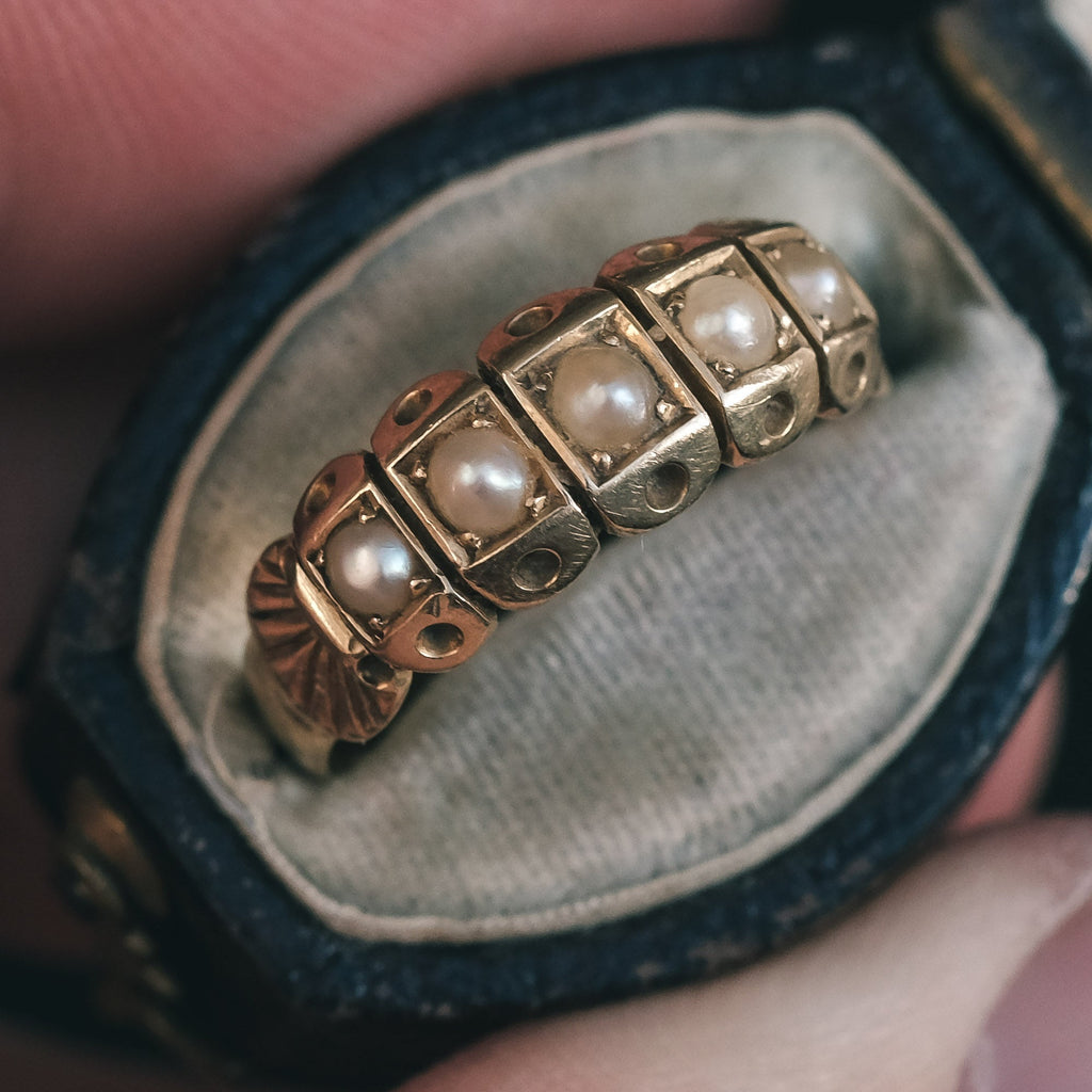 Victorian Pearl & Shell Half - Hoop - Lost Owl Jewelry