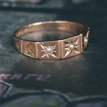 Victorian Pearl Star Band - Lost Owl Jewelry