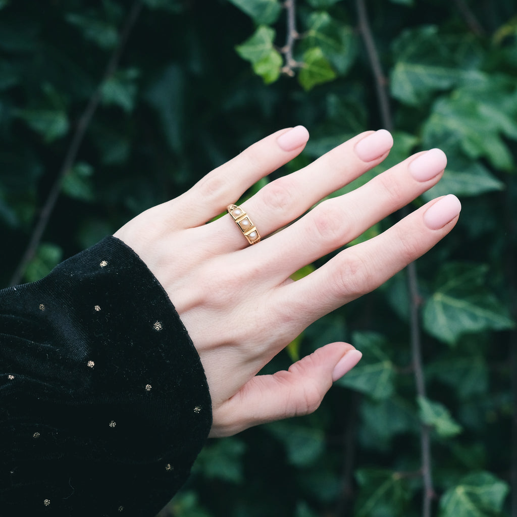 Victorian Pearl Trilogy Ring - Lost Owl Jewelry