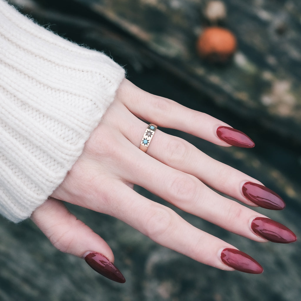 Victorian Pearl & Turquoise Band - Lost Owl Jewelry