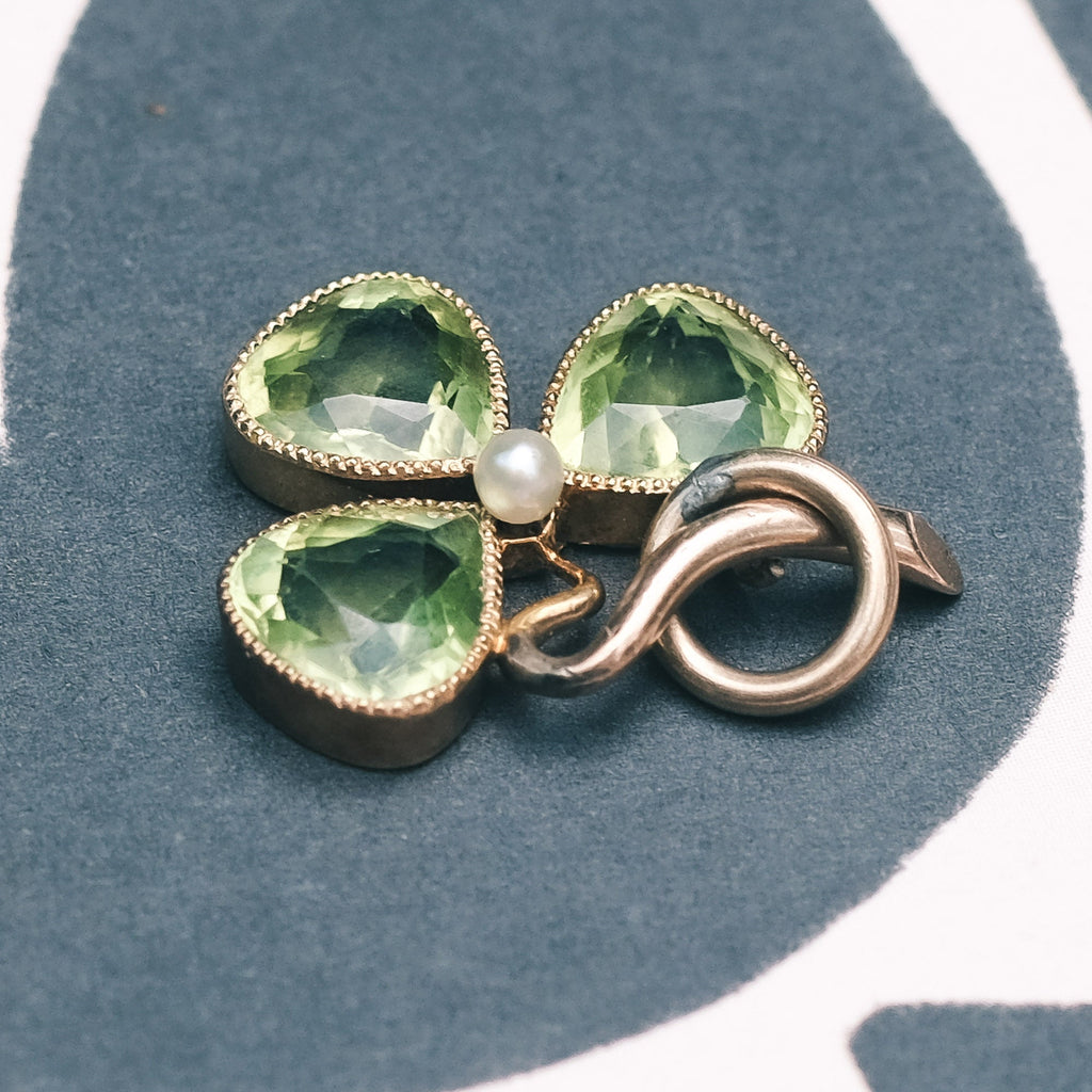 Victorian Peridot Clover Pendant - Lost Owl Jewelry