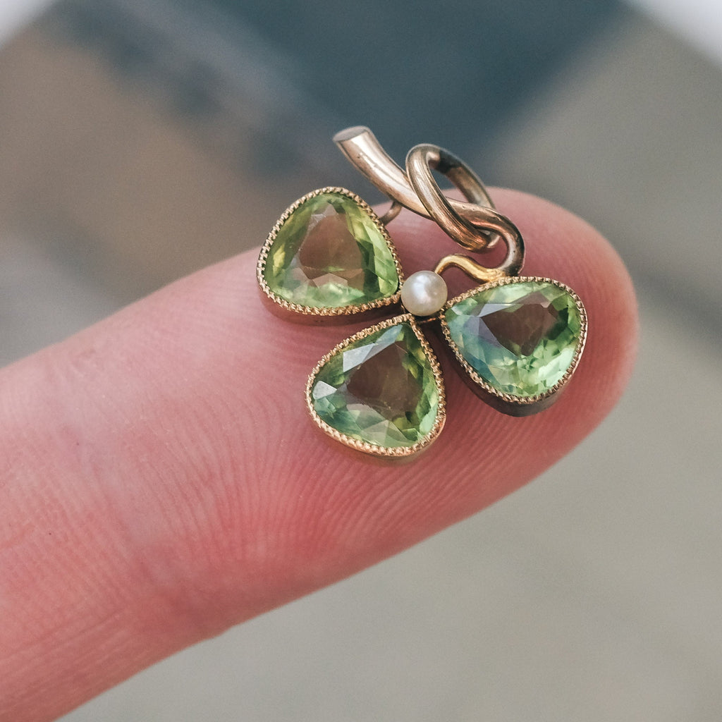 Victorian Peridot Clover Pendant - Lost Owl Jewelry