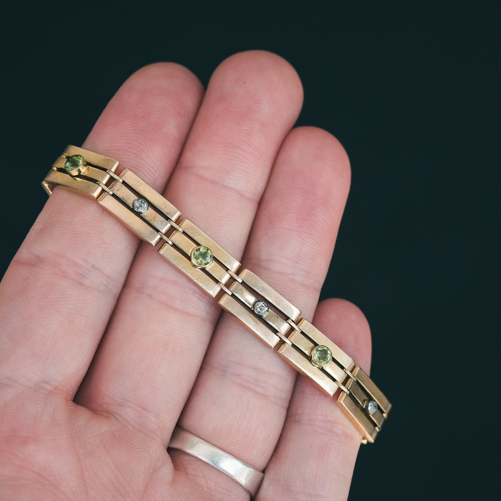 Victorian Peridot Gate Bracelet - Lost Owl Jewelry
